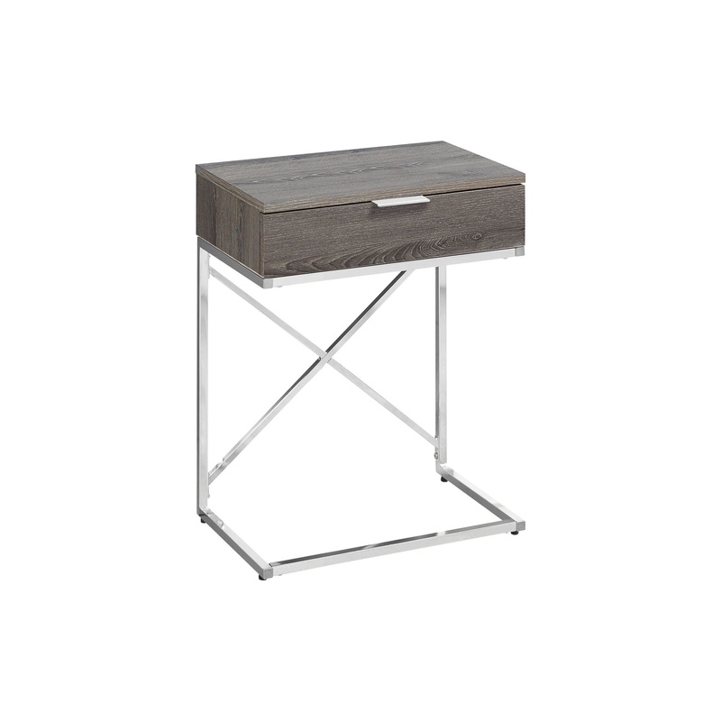 Accent Side Table, Storage Drawer, Contemporary - Taupe