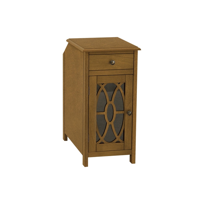 Accent Side Table, Storage Drawer, Traditional - Taupe