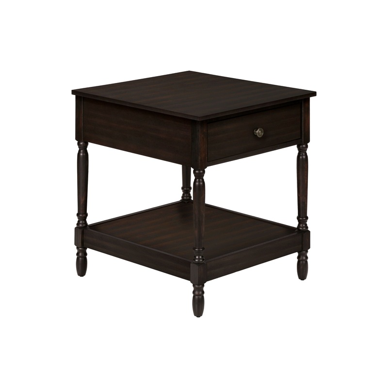 Accent - Table, 2 Tier, Square, Traditional - Walnut