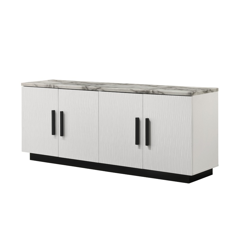 Matilda - Cabinet Console Table With White Faux Marble Top - White