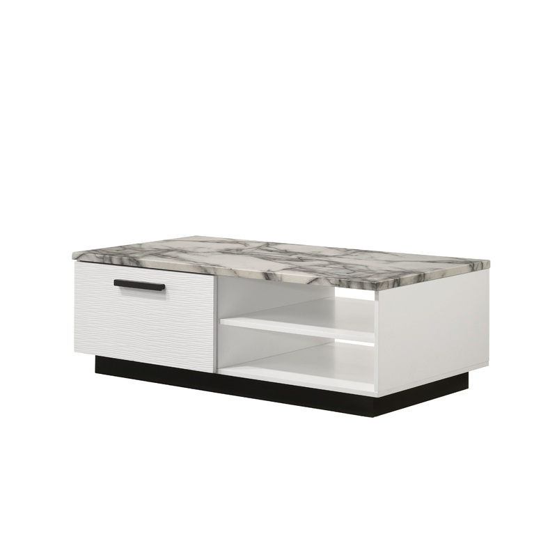 Matilda - Coffee Table With White Faux Marble Top - White