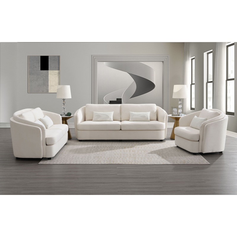 Mariko - Linen 3 Pieces Living Room Set - Beige