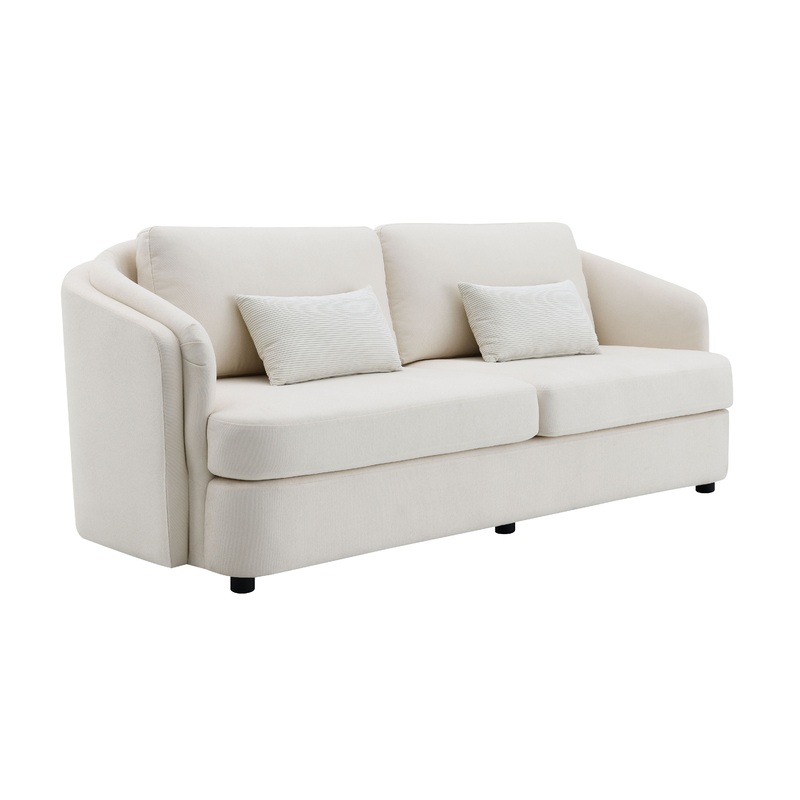 Mariko - Linen Sofa With 2 Toss Pillows - Beige