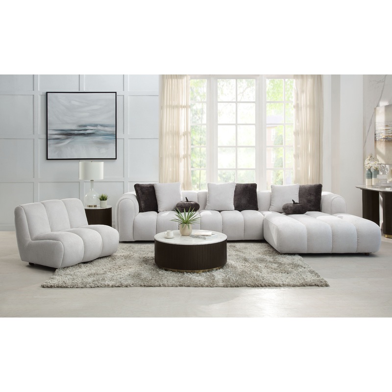 Manilla - Sectional Sofa With Chair - Ivory White
