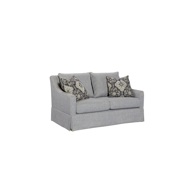 Loveseat With Skirt And Reversable Cushions And 2 Pillows - Light Gray