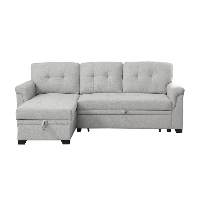 Lucca - Linen Reversible Sleeper Sectional Sofa With Storage Chaise