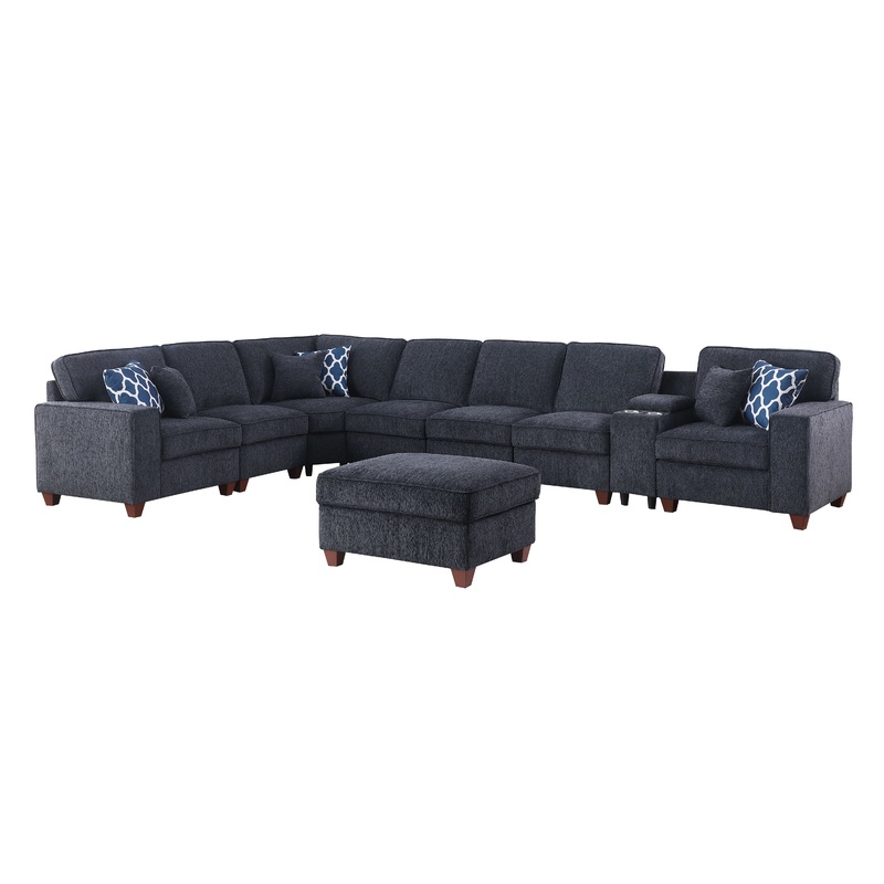 Lily - Sectional Sofa With Ottoman - Black