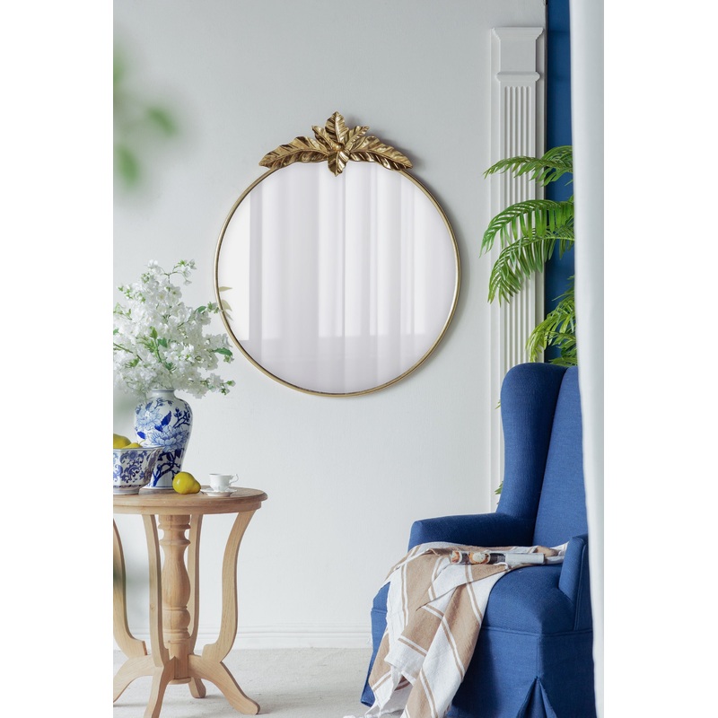 Large Round Wall Mirror With Metal Frame, Circle Accent Mirror For Living Room Bedroom Entryway - Gold