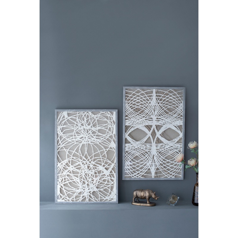 Leaf Shadow Box Wall Decor (Set of 2) - White / Gray