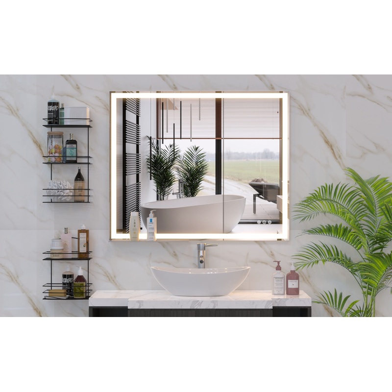 LED Bathroom Vanity Mirror Wall Mounted Adjustable White / Warm / Natural Lights Anti-Fog Touch Switch With Memory Modern Smart Large Bathroom Mirrors