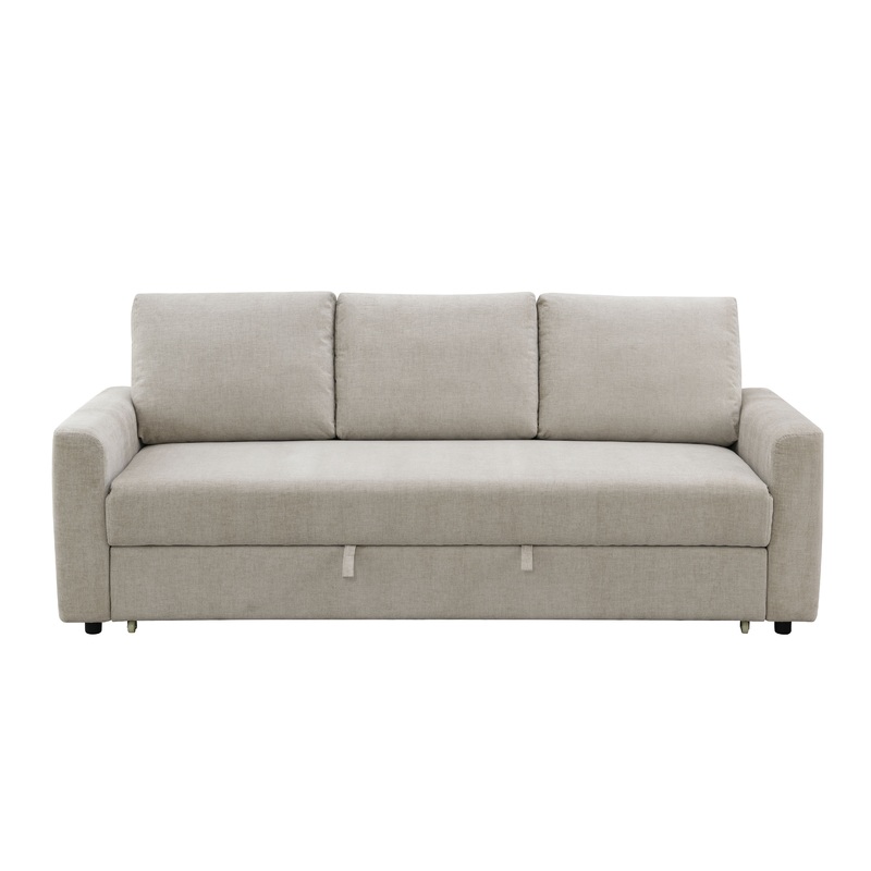 Leira - Linen Pull Out Sleeper Sofa - Beige