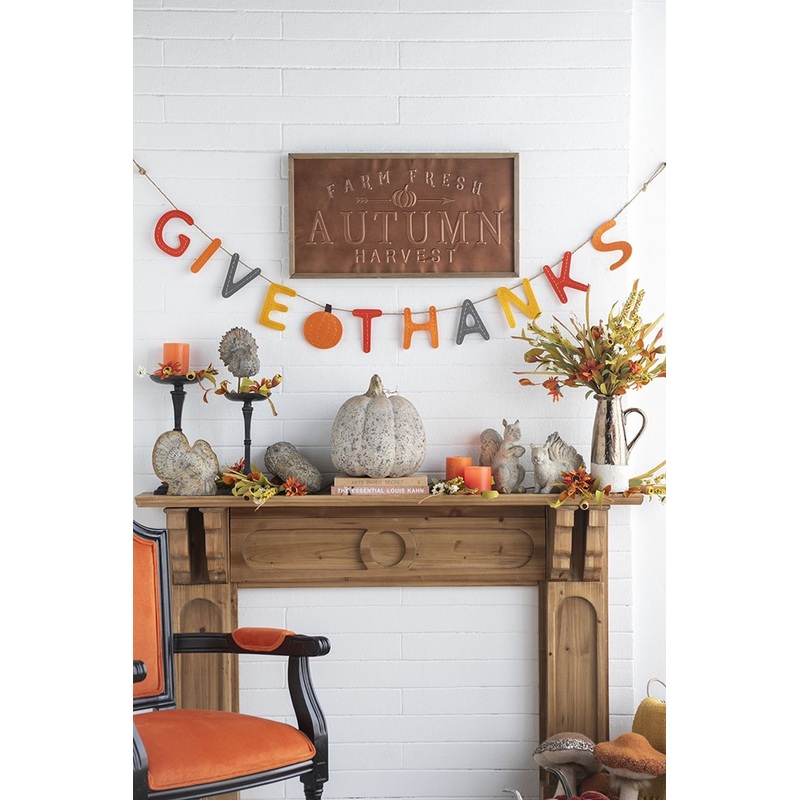 Length Colorful Give Thanks Banner, Home Decor For Harvest Festival Fall Festival & Thanksgiving Table Decorations (Set of 2) - Orange Multi