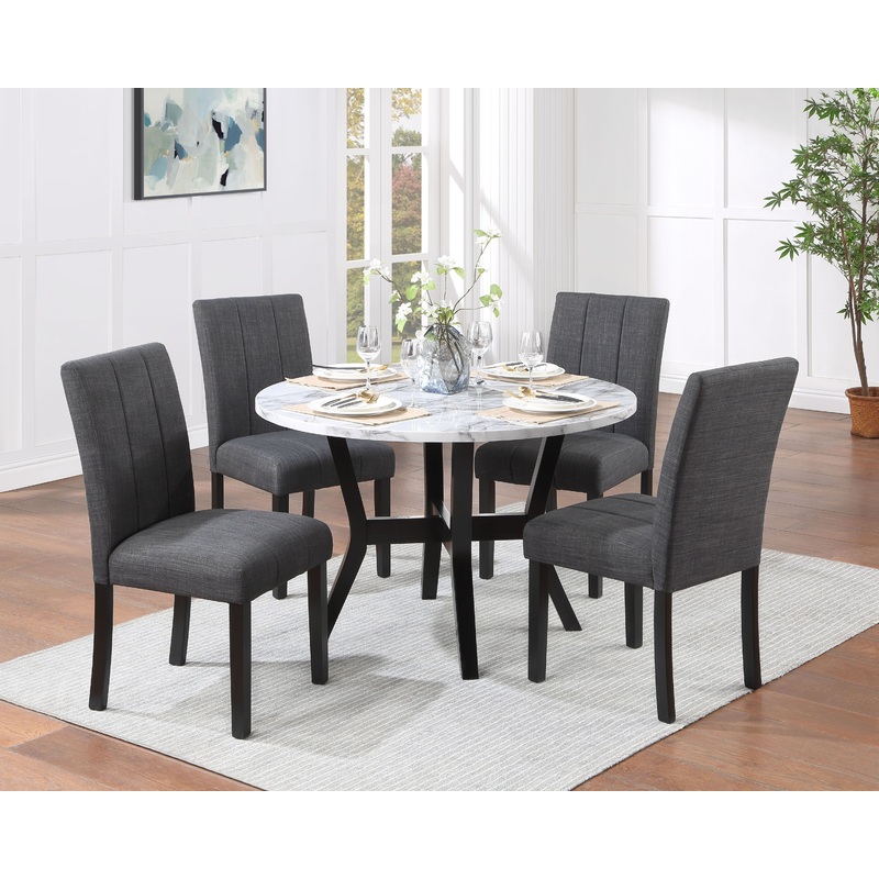 Kusa - 5 Piece Pack Dining Set With Engineering Stone Top - Black