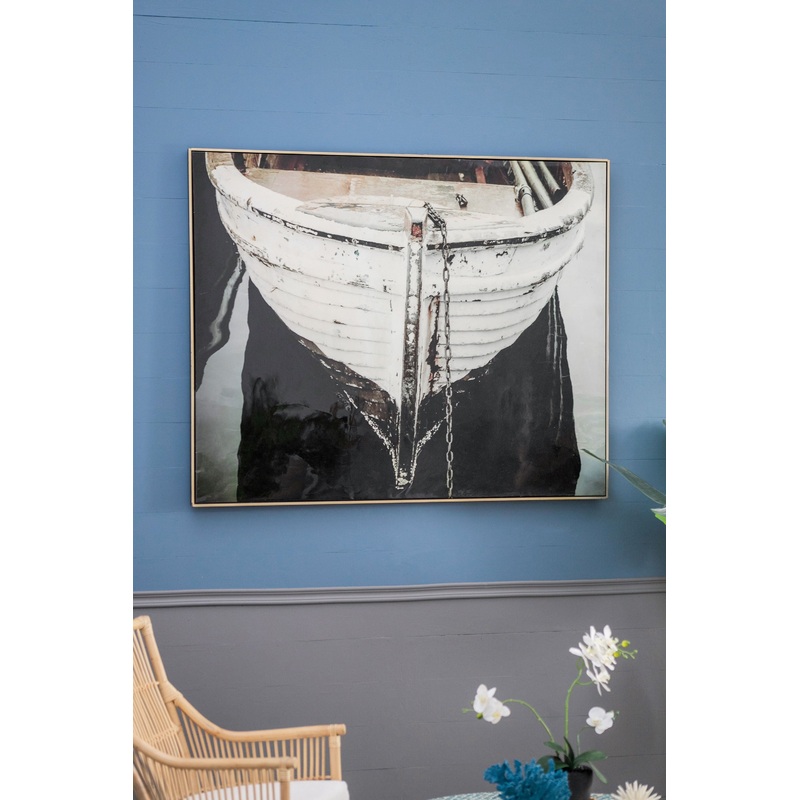 Large And Rectangular Wall Art With Frame, Wall Decor For Living Room - White / Blue