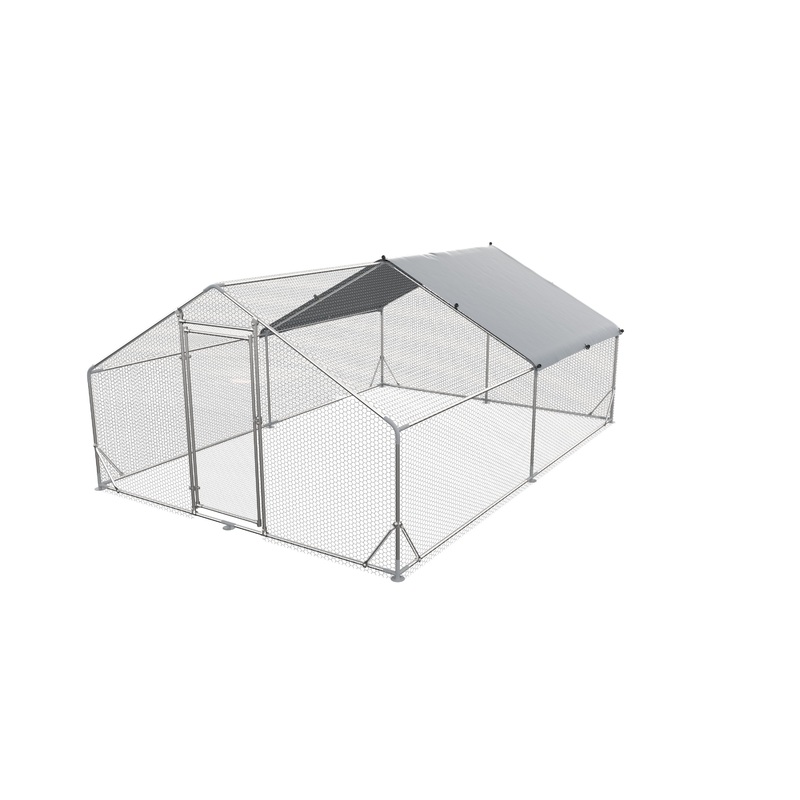 Large Metal Chicken Coop, Walk In Poultry Cage Hen Run House Rabbits Habitat Cage Spire Shaped Coop With Waterproof And Anti Ultraviolet Cover