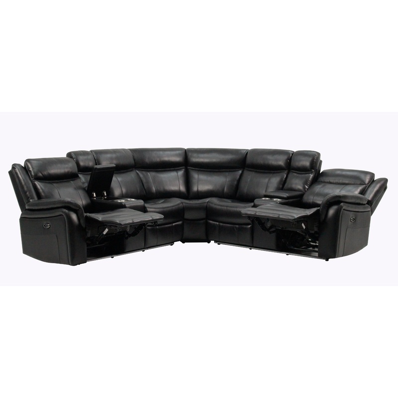 Jupiter - Leather Sectional - Black