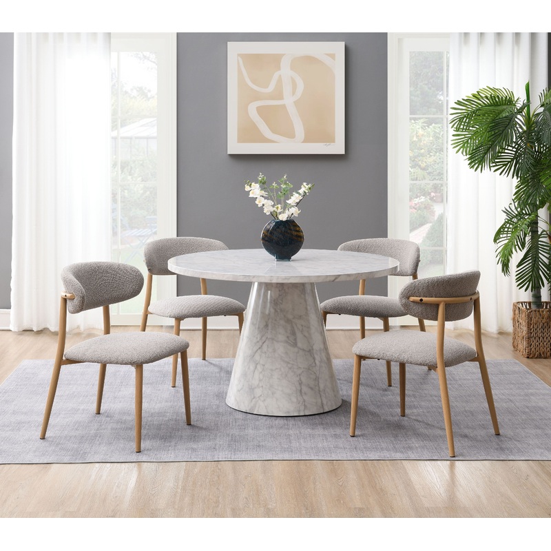 Kacey - 5 Piece Round Table Dining Room Set With Chairs - Natural