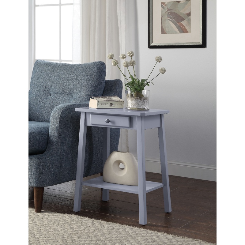 Kaife - Accent Table With Display And Utility Function - Gray