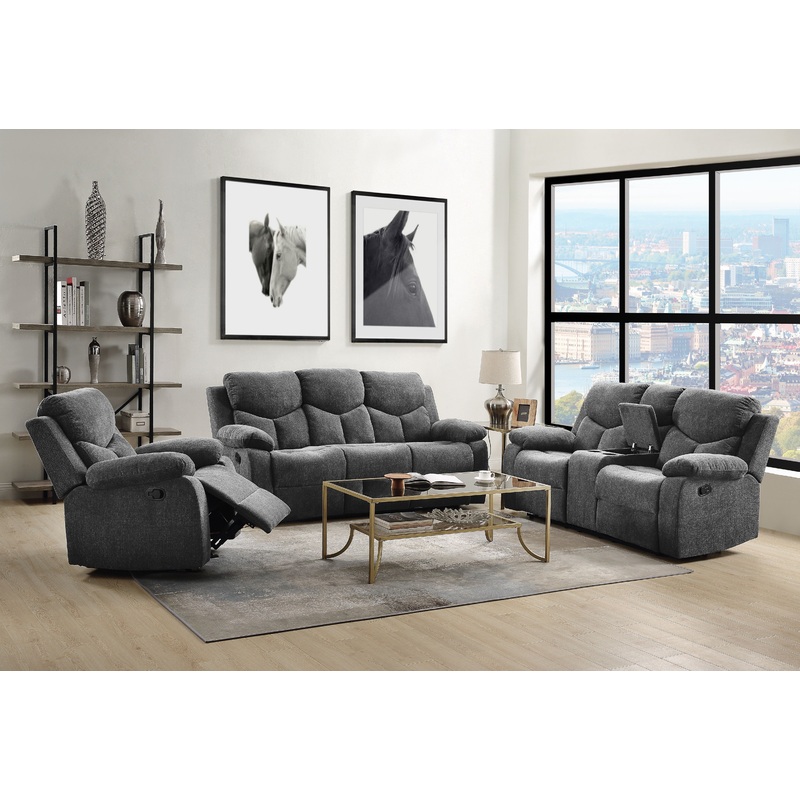 Kalen - Chenille 3 Piece Recliner Living Room Set - Gray