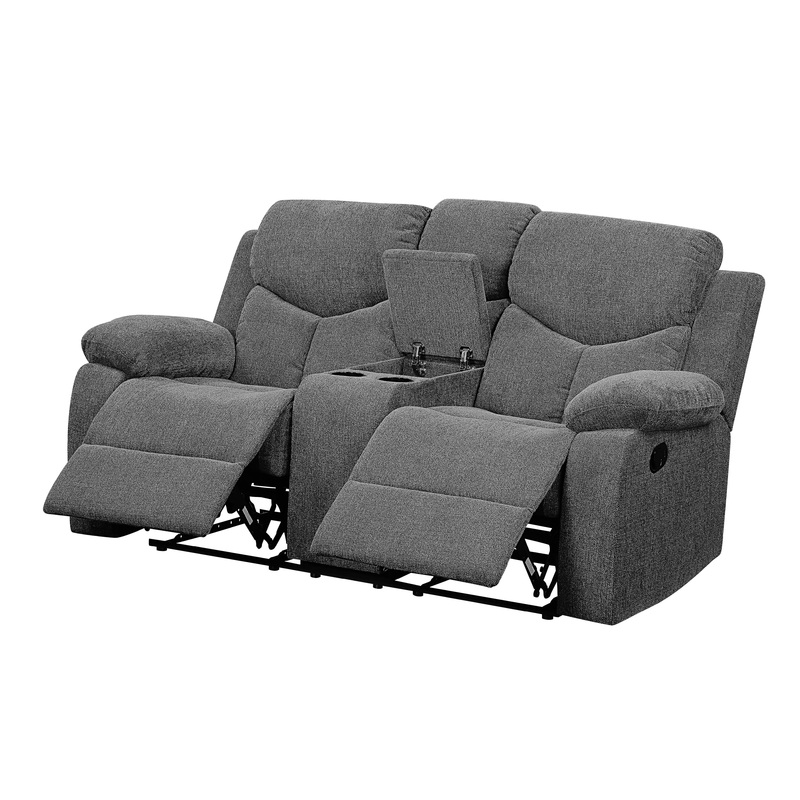Kalen - Chenille Loveseat With Console - Gray