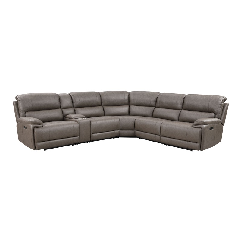 Kantu - Synthetic Leather Motion Sectional Sofa - Brown