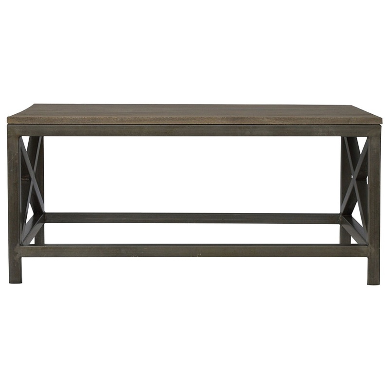 Industrial Cross Metal Coffee Table - Pewter