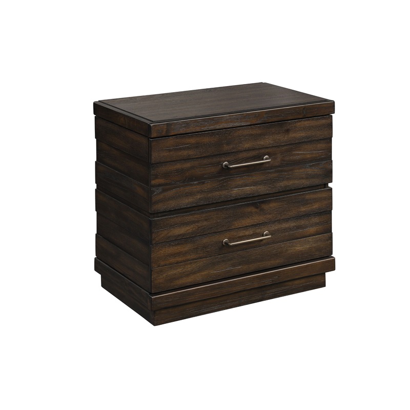 Industrial Farmhouse Designed 2 Drawer Nightstand - Brown