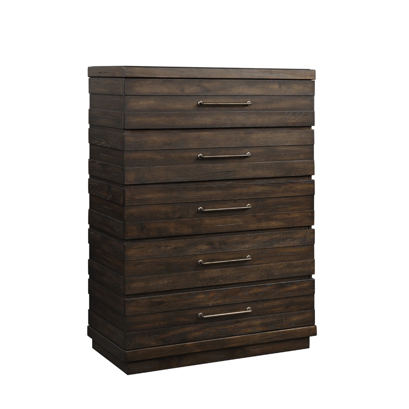 Indutrial Farmhouse 5 Drawer Chest - Brown