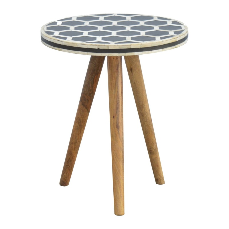 Inlay - Artisan Furniture Bone Tripod Stool - Beige / White