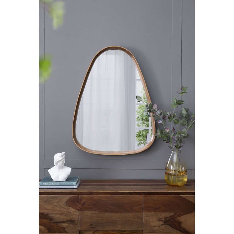Irrgeular Mirror With Frame, Wall Mirror For Living Room Bathroom Entryway - Brown