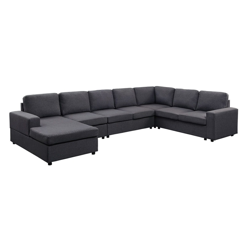 Hayden - Linen 7 Seat Reversible Modular Sectional Sofa Chaise