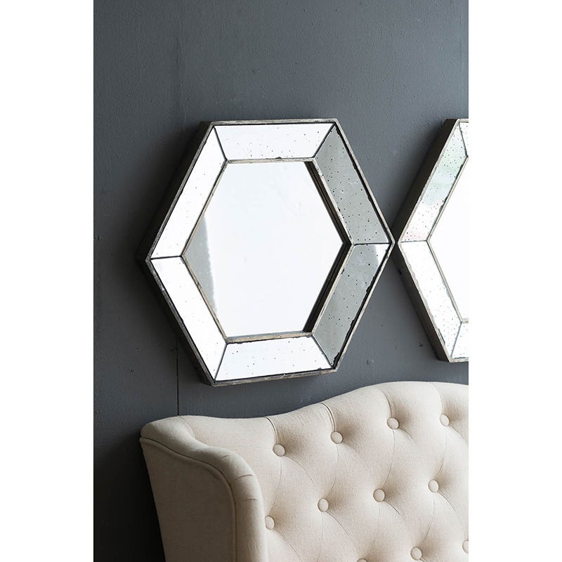 Hexagon Wall Mirror With Contemporary Glass Design, Home Decor Accent Mirror For Living Room, Entryway, Bedroom
