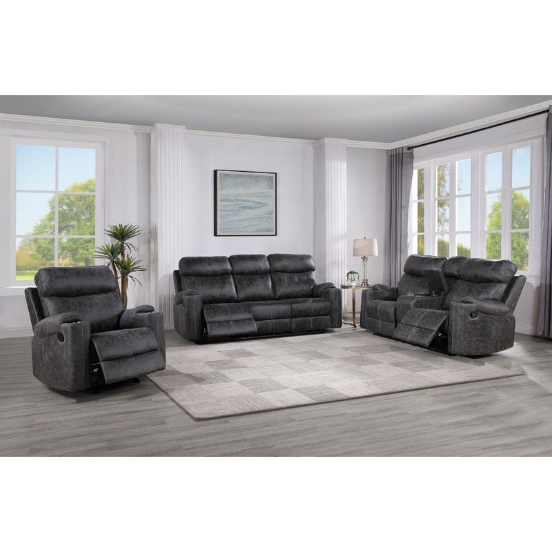Hirah - 3 Piece Living Room Set - Dark Gray