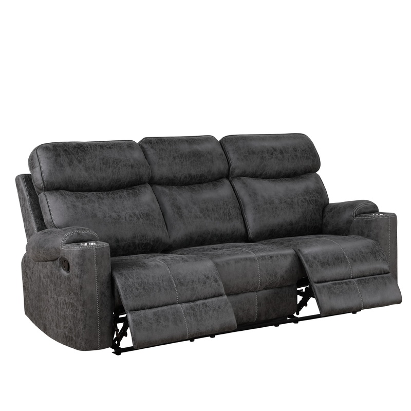 Hirah - Manual Recliner Sofa With Cupholder Function - Dark Gray