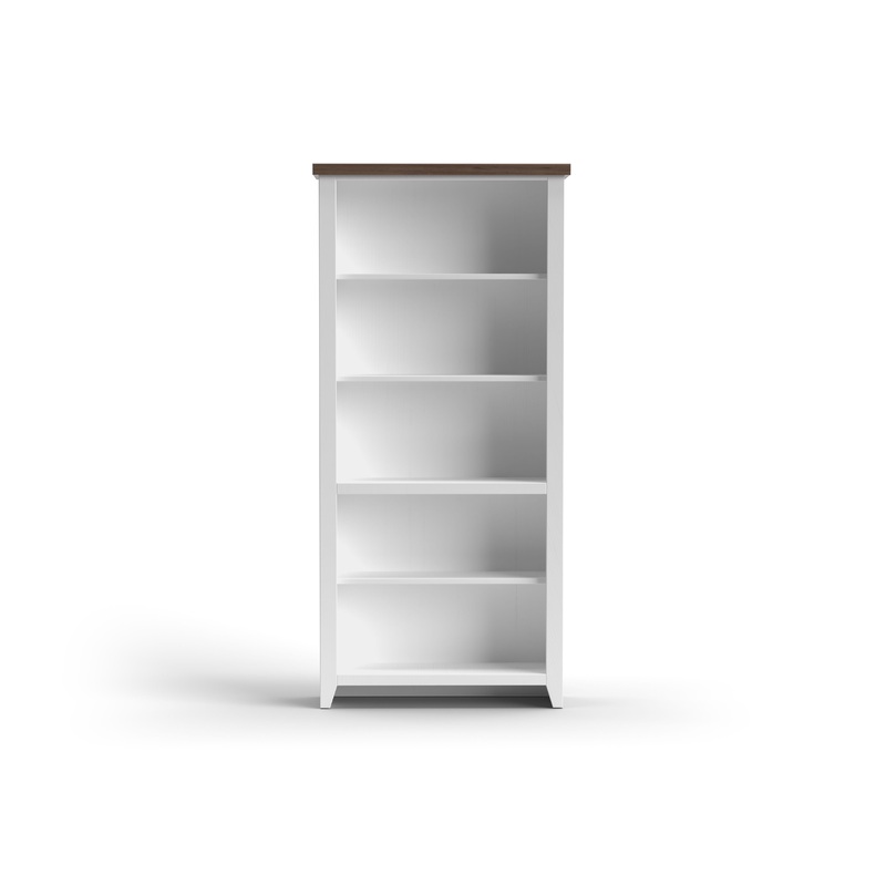 Hampton - High 5 Shelf Bookcase - Jasmine Whitewash / Barnwood