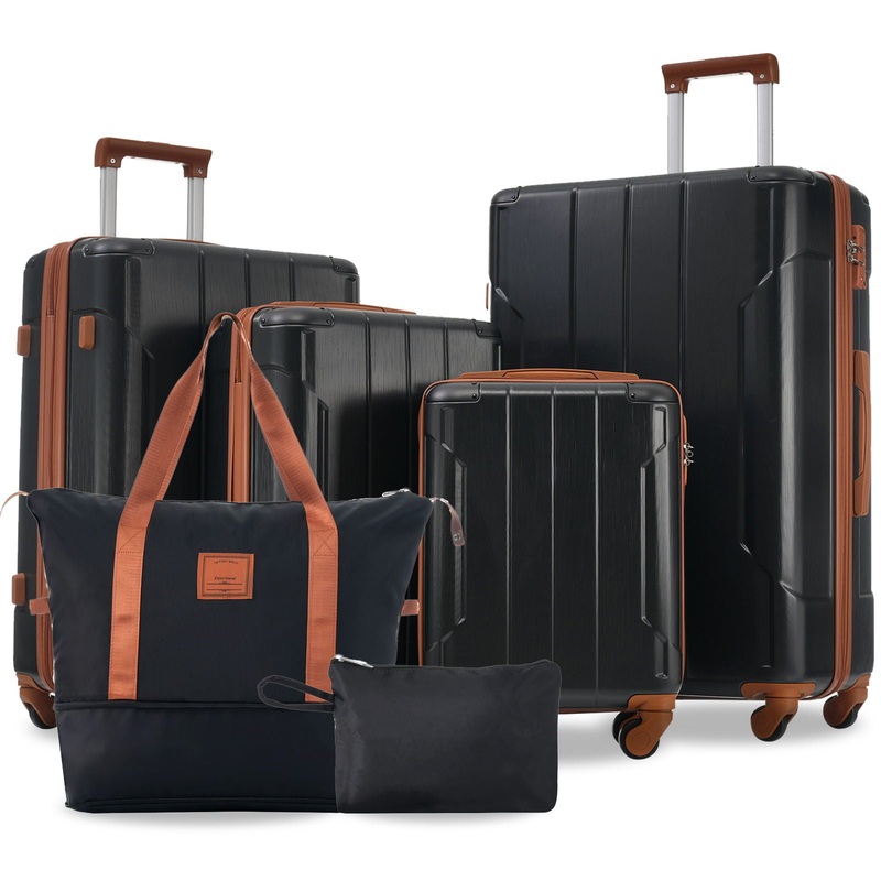 Hardshell Luggage 6 Piece Suitcase Set, Expandable Lightweight Suitcases With Wheels, Tsa Lock