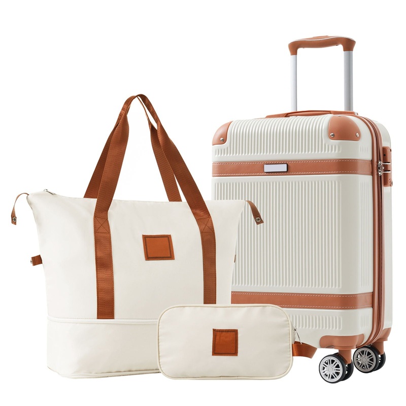 Hardshell Luggage Sets 3 Piece Carry On Suitcase Double Spinner Wheels With Tsa Lock