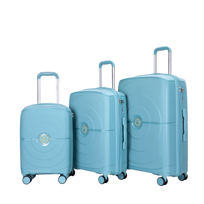 Hardshell Suitcase Double Spinner Wheels Pp Luggage Sets Lightweight Durable Suitcase With Tsa Lock, 3 Piece Set (20/24/28) - Dark Blue