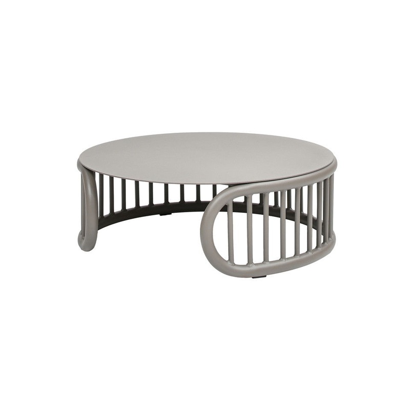 Harper - Indoor/Outdoor Modern Round Coffee Table - Geige Taupe Aluminum