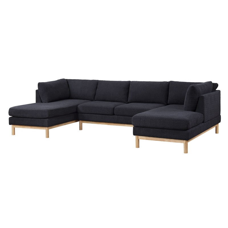 Hallie - Wide Sherpa Double Chaise U-Shape Sectional Sofa