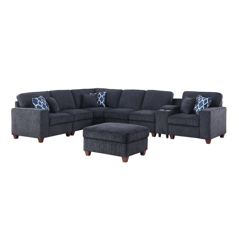 Gina - Sectional Sofa With Ottoman - Black