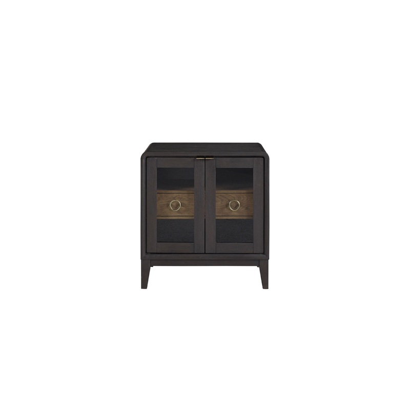 Glass Door Nightstand - Black