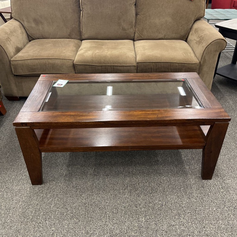 Glass-top 2-tier Coffee Table