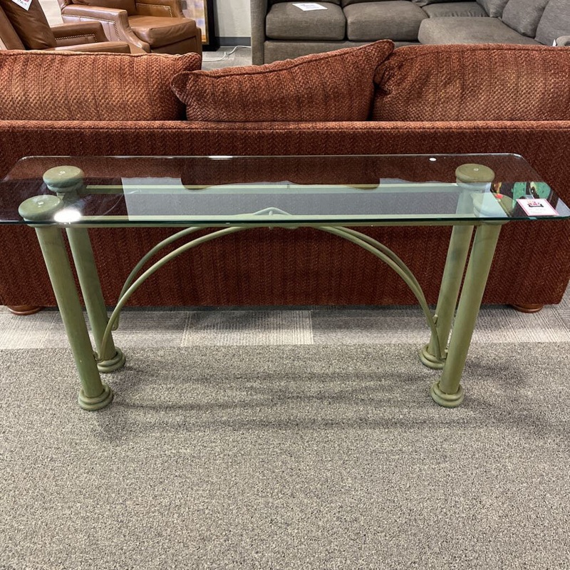 Glass Top Green Sofa Table