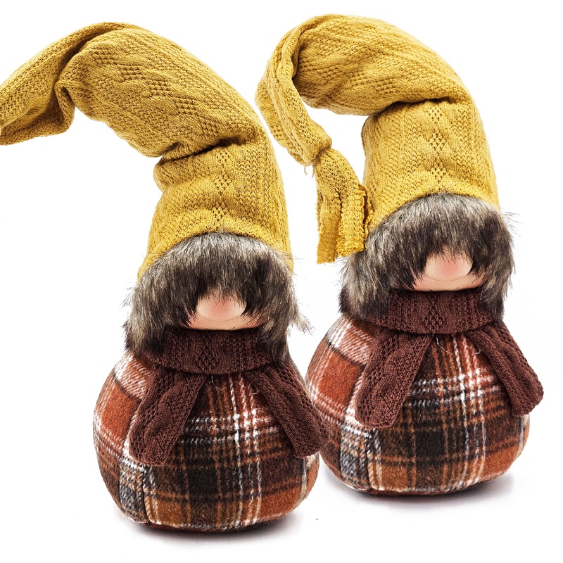 Gnomes Decorations For Fall Thanksgiving Table Decorations (Set of 2) - Brown / Yellow
