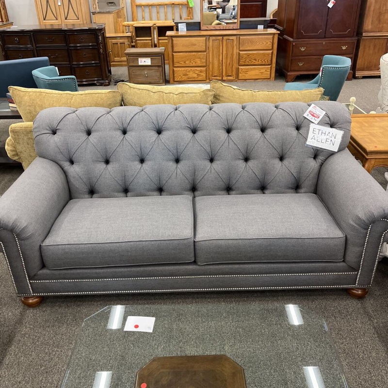 Gray Uph. Tufted Sofa