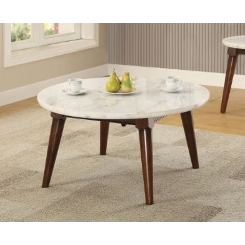 Gasha - Coffee Table - White Marble / Walnut