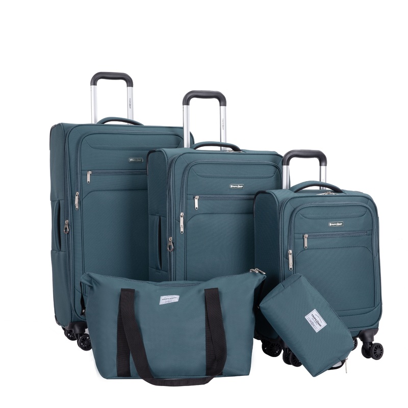 5 Piece Set, Softshell Suitcase Spinner Wheels