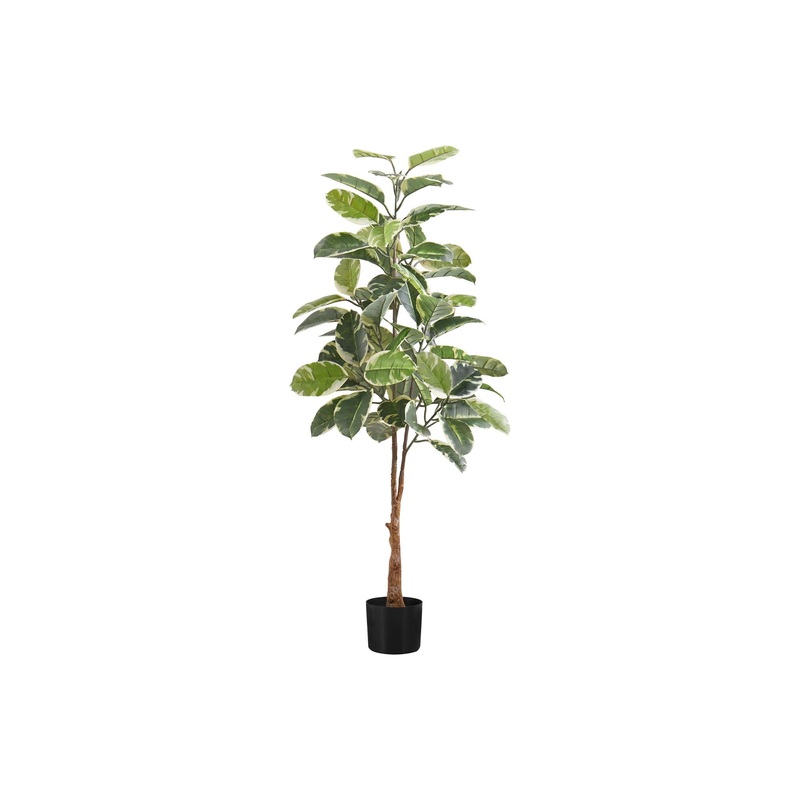 52" Tall, Artificial Plant, Rubber Tree, Indoor, Fake, Floor, Greenery, Potted, Real Touch, Decorative - Green / Black
