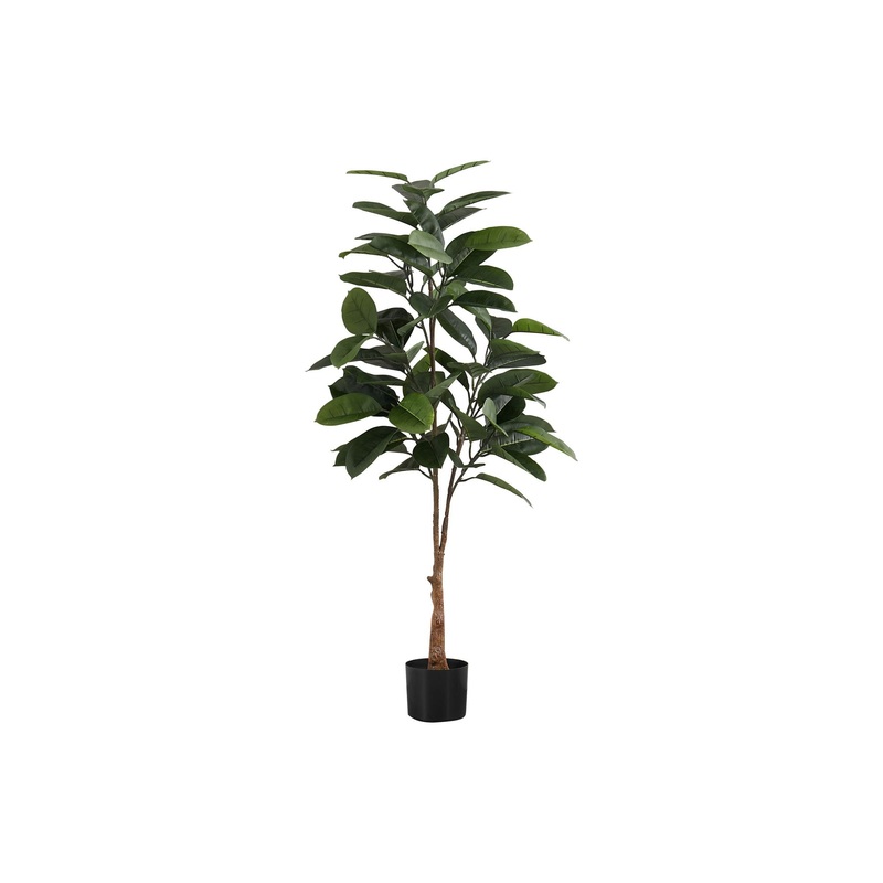 52" Tall, Artificial Plant, Rubber Tree, Indoor, Faux, Fake, Floor, Greenery, Potted, Real Touch, Decorative - Green / Black